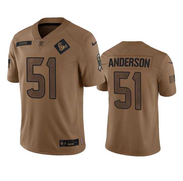 Men%27s Houston Texans #51 Will Anderson Jr. 2023 Brown Salute To Service Limited Football Stitched Jersey Dyin